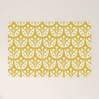 Mid Century Modern Scandinavian Floral Pattern Mustard Yellow Welcome Mat Gallery Image 1