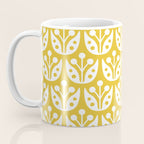 Mid Century Modern Scandinavian Floral Pattern Mustard Yellow Coffee Mug Gallery Image 3