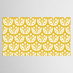 Mid Century Modern Scandinavian Floral Pattern Mustard Yellow Tablecloth Gallery Image 2