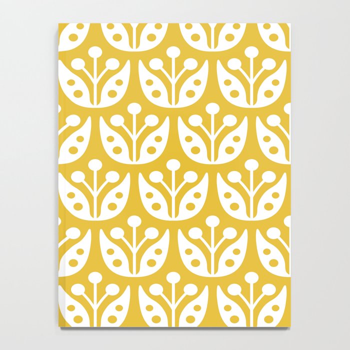Mid Century Modern Scandinavian Floral Pattern Mustard Yellow Notebook Gallery Image 4