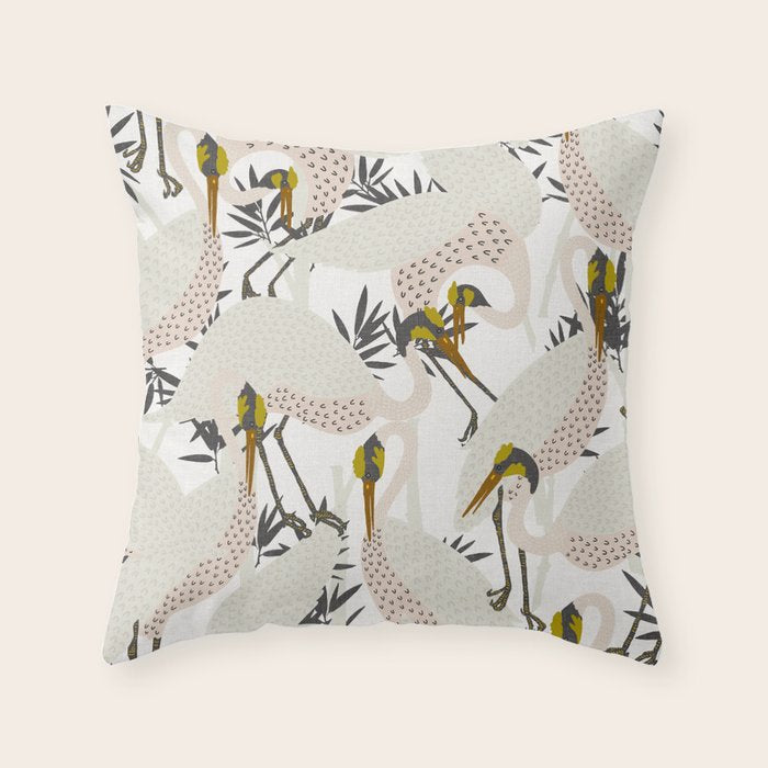 HERON WHITE Throw Pillow Gallery Image 1