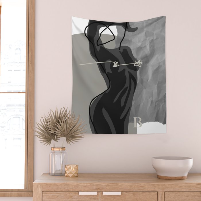 Nude In Shadow Wall Tapestry Gallery Image 2