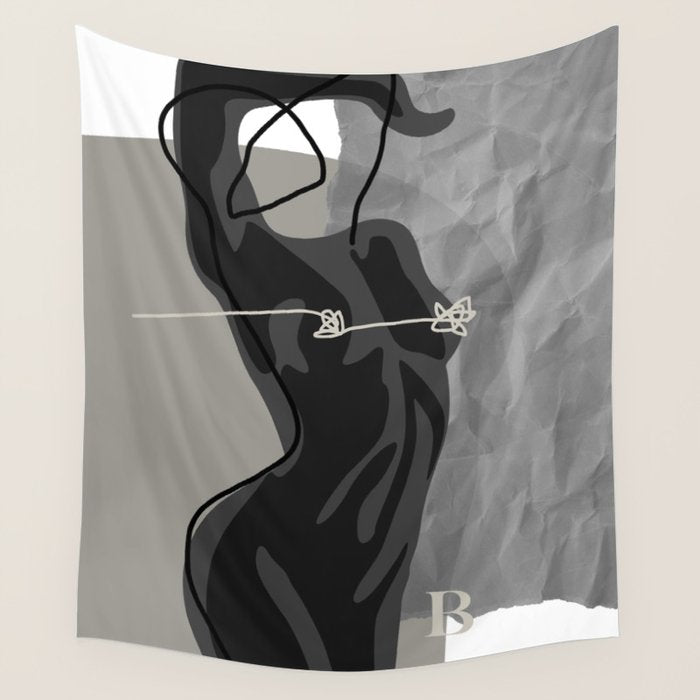 Nude In Shadow Wall Tapestry Gallery Image 1