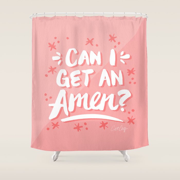 Can I Get An Amen? - Blush Pink Palette Shower Curtain Gallery Image 1
