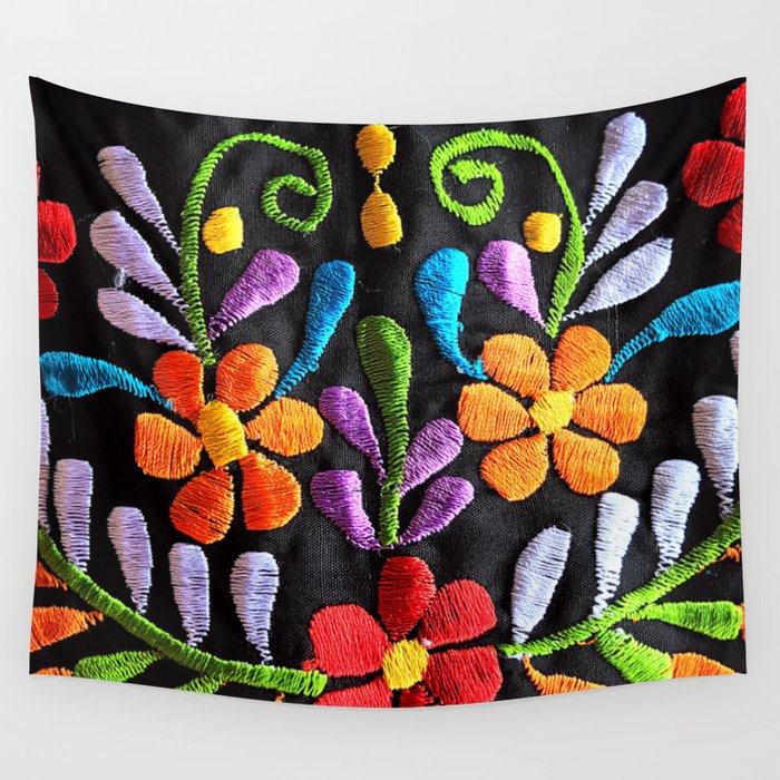 Mexican Flowers Wall Tapestry Gallery Image 1