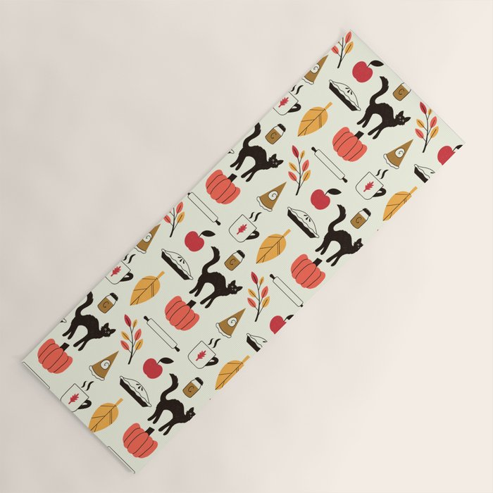 Black Cat Pumpkin Autumn Baking Motif Yoga Mat Gallery Image 1
