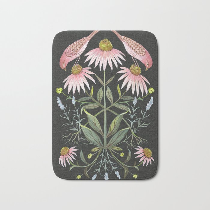 Echinacea and Finches Bath Mat Gallery Image 1