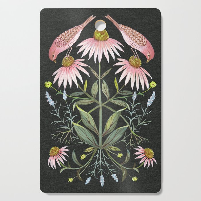 Echinacea and Finches Cutting Board Gallery Image 1