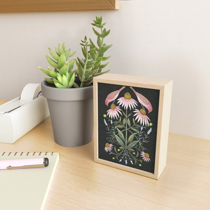 Echinacea and Finches Mini Art Print Gallery Image 2