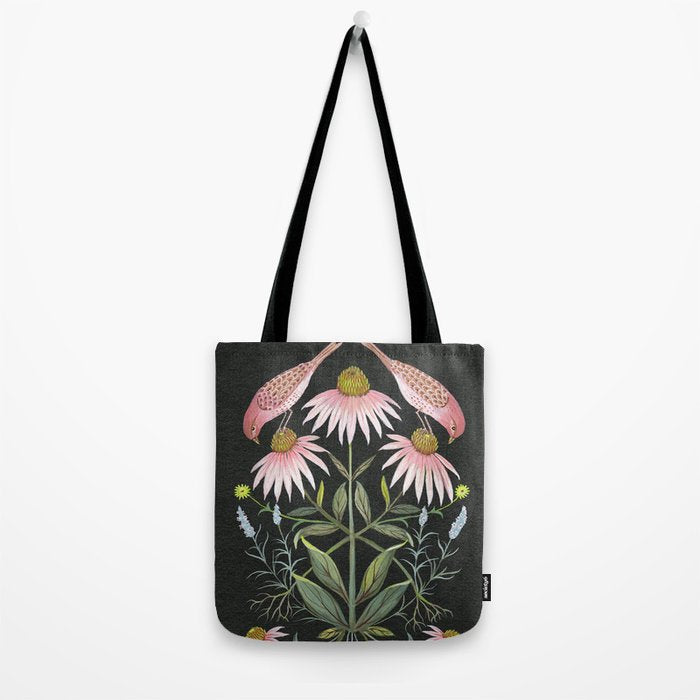 Echinacea and Finches Tote Bag Gallery Image 2
