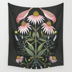 Echinacea and Finches Wall Tapestry Gallery Image 4