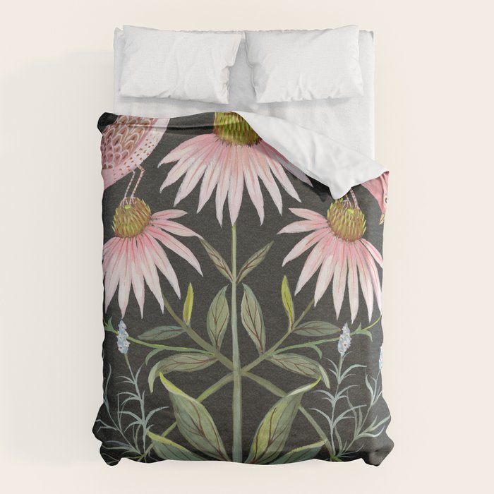 Echinacea and Finches Duvet Cover Gallery Image 6