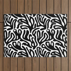 Matisse Style Organic Shapes Free Form Cut Outs Pattern Black On White Outdoor Rug Gallery Image 1