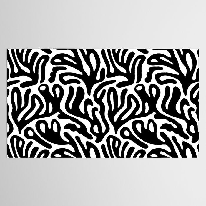 Matisse Style Organic Shapes Free Form Cut Outs Pattern Black On White Tablecloth Gallery Image 2