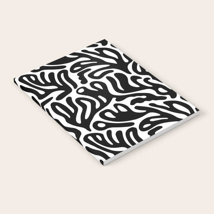 Matisse Style Organic Shapes Free Form Cut Outs Pattern Black On White Notebook Gallery Image 1