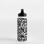 Matisse Style Organic Shapes Free Form Cut Outs Pattern Black On White Water Bottle Gallery Image 3