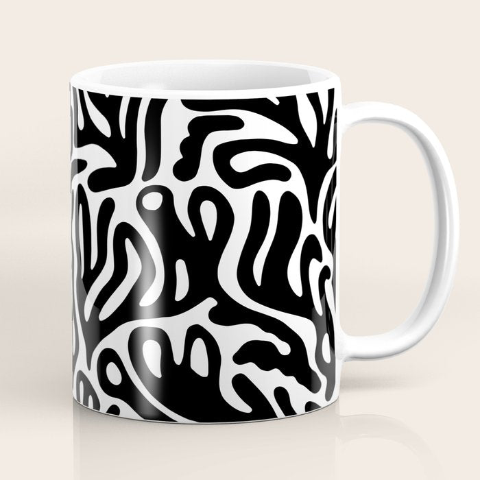 Matisse Style Organic Shapes Free Form Cut Outs Pattern Black On White Coffee Mug Gallery Image 1