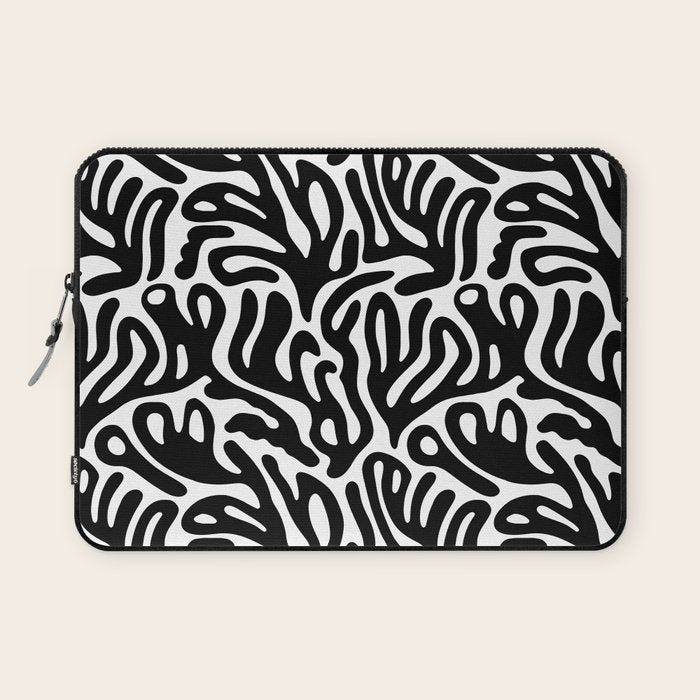 Matisse Style Organic Shapes Free Form Cut Outs Pattern Black On White Laptop Sleeve Gallery Image 1