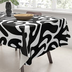 Matisse Style Organic Shapes Free Form Cut Outs Pattern Black On White Tablecloth Gallery Image 3