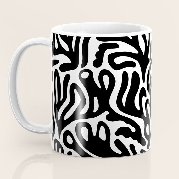 Matisse Style Organic Shapes Free Form Cut Outs Pattern Black On White Coffee Mug Gallery Image 3