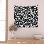 Matisse Style Organic Shapes Free Form Cut Outs Pattern Black On White Wall Tapestry Gallery Image 2