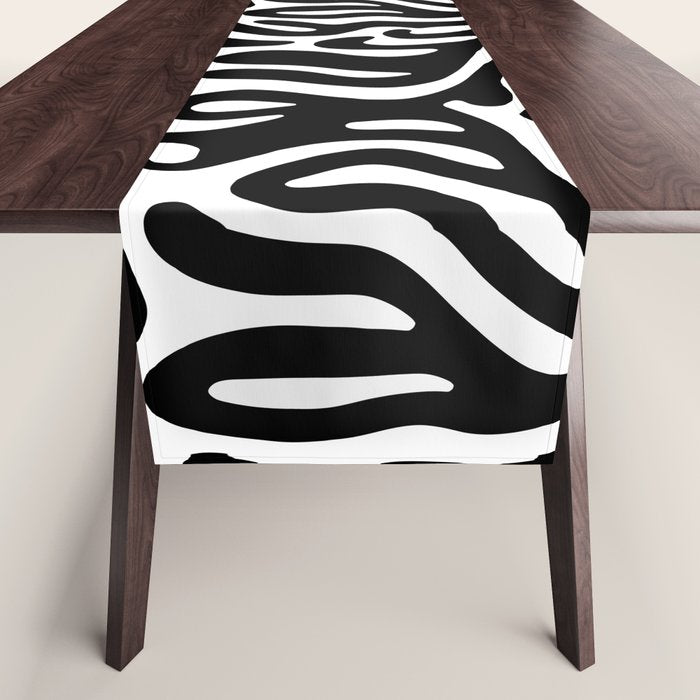 Matisse Style Organic Shapes Free Form Cut Outs Pattern Black On White Table Runner Gallery Image 1