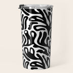Matisse Style Organic Shapes Free Form Cut Outs Pattern Black On White Travel Mug Gallery Image 3