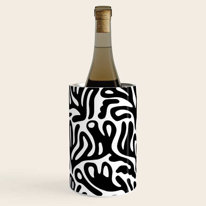Matisse Style Organic Shapes Free Form Cut Outs Pattern Black On White Wine Chiller Gallery Image 2