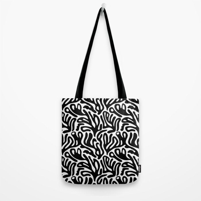 Matisse Style Organic Shapes Free Form Cut Outs Pattern Black On White Tote Bag Gallery Image 2