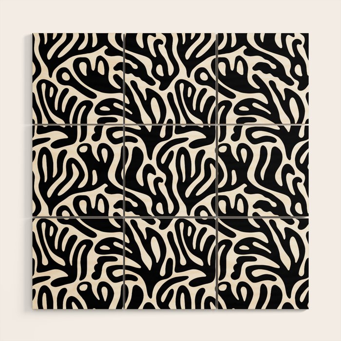 Matisse Style Organic Shapes Free Form Cut Outs Pattern Black On White Wood Wall Art Gallery Image 1