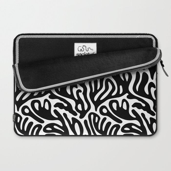 Matisse Style Organic Shapes Free Form Cut Outs Pattern Black On White Laptop Sleeve Gallery Image 2