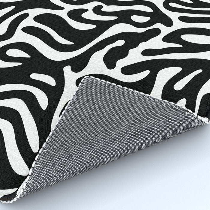 Matisse Style Organic Shapes Free Form Cut Outs Pattern Black On White Rug Gallery Image 4