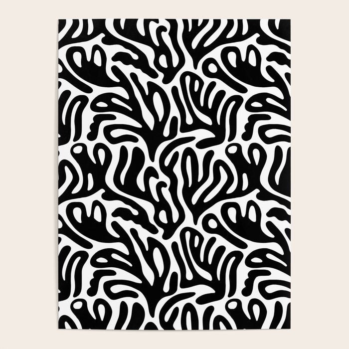 Matisse Style Organic Shapes Free Form Cut Outs Pattern Black On White Poster Gallery Image 1