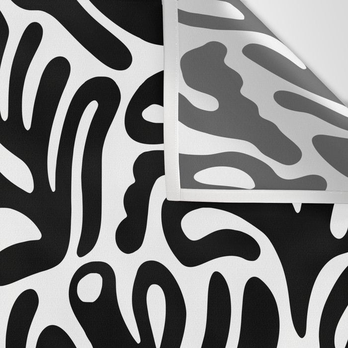 Matisse Style Organic Shapes Free Form Cut Outs Pattern Black On White Wall Tapestry Gallery Image 3