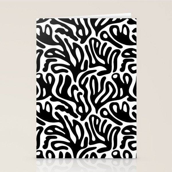 Matisse Style Organic Shapes Free Form Cut Outs Pattern Black On White Stationery Card Gallery Image 1