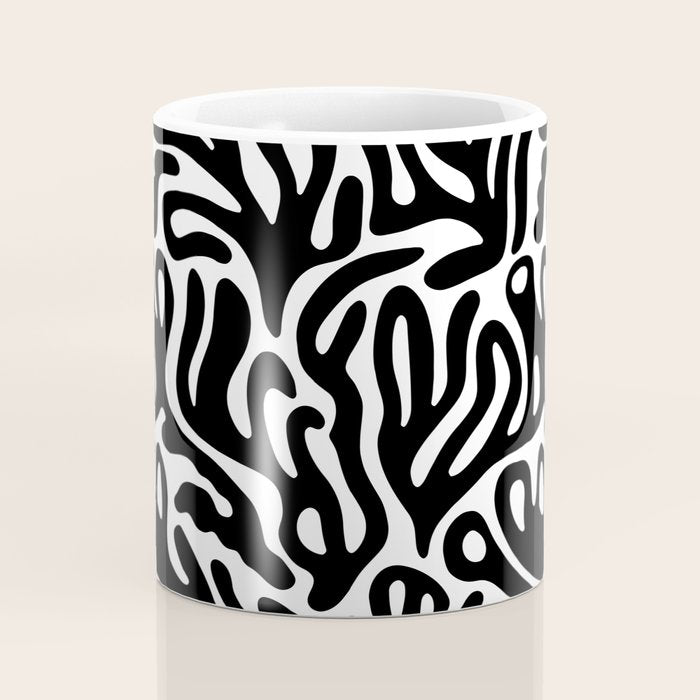 Matisse Style Organic Shapes Free Form Cut Outs Pattern Black On White Coffee Mug Gallery Image 4