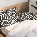 Matisse Style Organic Shapes Free Form Cut Outs Pattern Black On White Pillow Sham Gallery Image 2