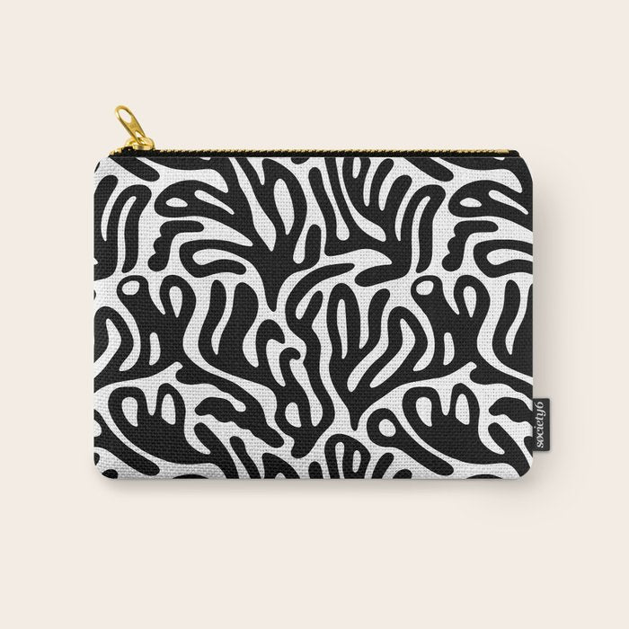 Matisse Style Organic Shapes Free Form Cut Outs Pattern Black On White Carry All Pouch Gallery Image 1