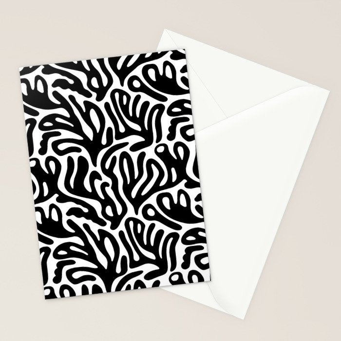 Matisse Style Organic Shapes Free Form Cut Outs Pattern Black On White Stationery Card Gallery Image 2