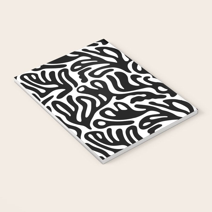 Matisse Style Organic Shapes Free Form Cut Outs Pattern Black On White Notebook Gallery Image 3