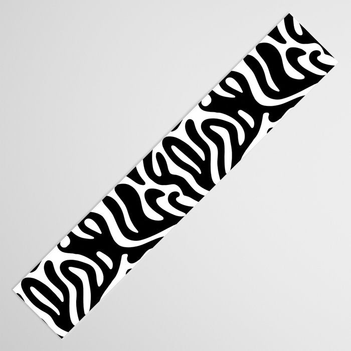 Matisse Style Organic Shapes Free Form Cut Outs Pattern Black On White Table Runner Gallery Image 3