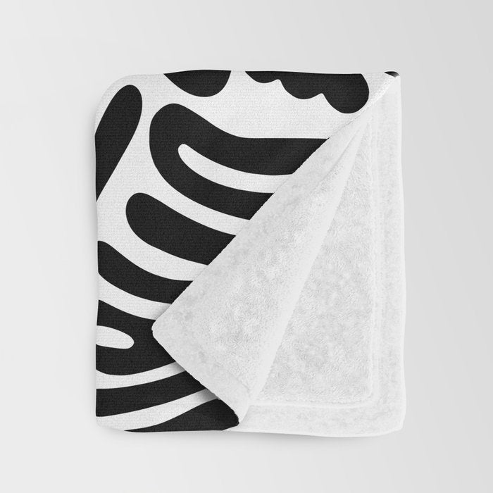 Matisse Style Organic Shapes Free Form Cut Outs Pattern Black On White Throw Blanket Gallery Image 3