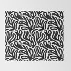 Matisse Style Organic Shapes Free Form Cut Outs Pattern Black On White Throw Blanket Gallery Image 2