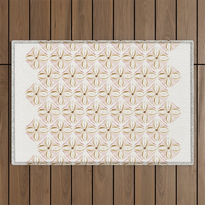 Rose Gold Watercolor Tile Outdoor Rug Gallery Image 1