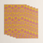 Art Deco Chic: Pink Flowers on Mustard Yellow Wrapping Paper Gallery Image 3