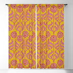 Art Deco Chic: Pink Flowers on Mustard Yellow Window Curtain Gallery Image 5