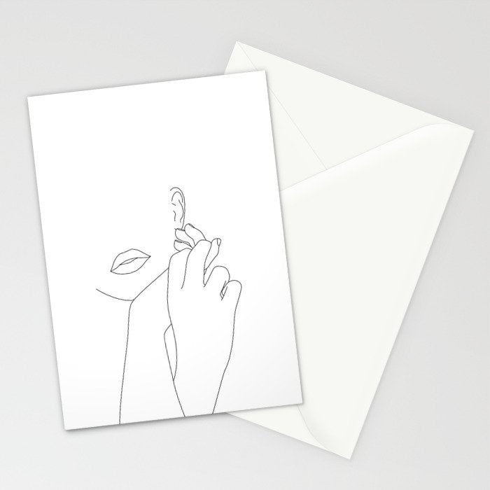 Minimalist face illustration - Fleur Stationery Card Gallery Image 2