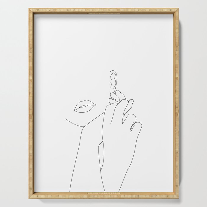 Minimalist face illustration - Fleur Serving Tray Gallery Image 1