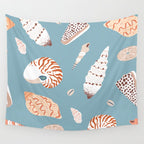 Vintage sea shell flat illustration pattern Wall Tapestry Gallery Image 4