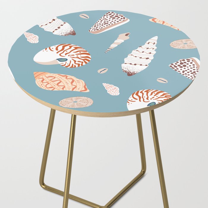 Vintage sea shell flat illustration pattern Side Table Gallery Image 2